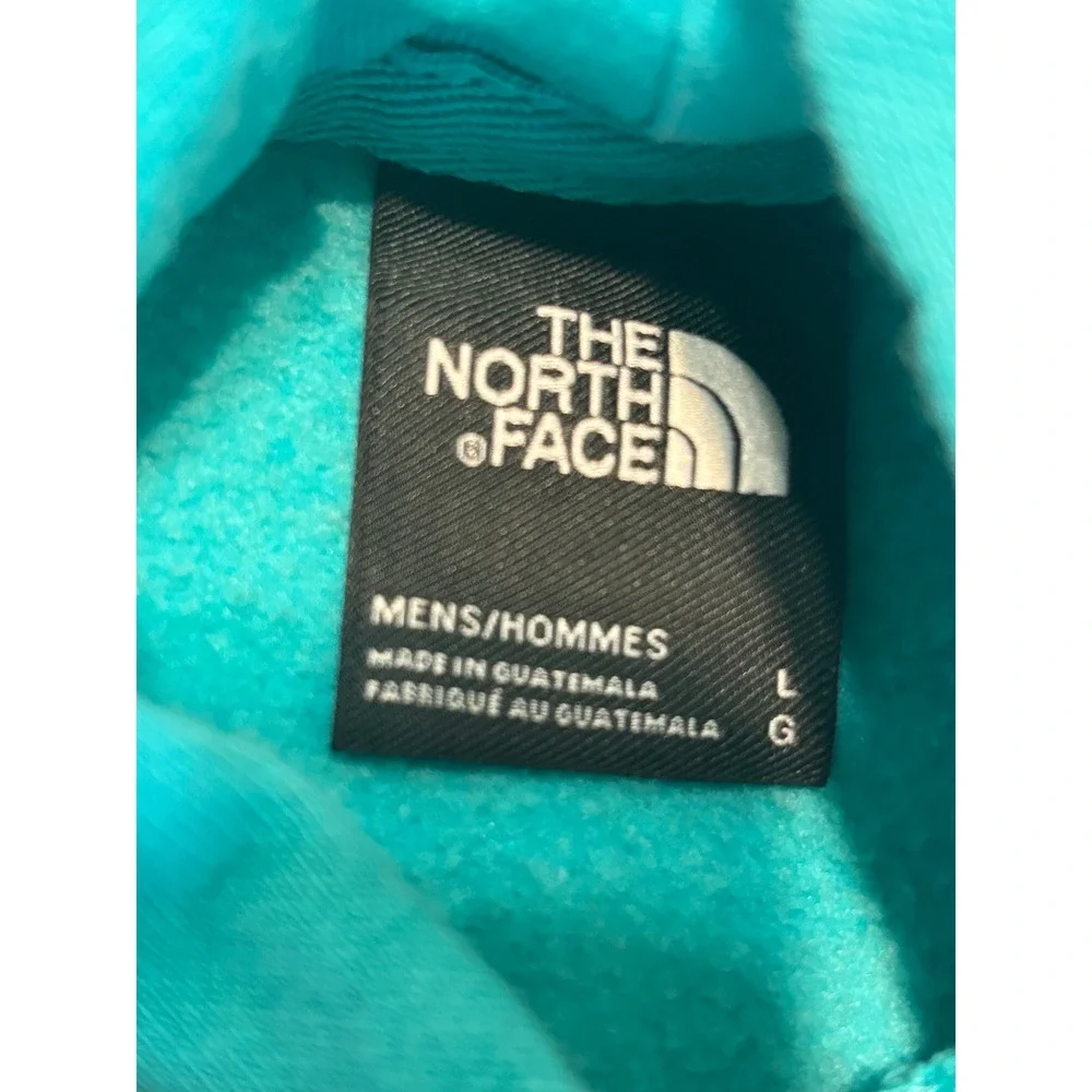 The North Face Hoodie Mens Large Teal Blue Pullover Graphic Logo Excellent